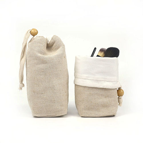 Small Natural Brush Bag Bamboo Fiber Jute - BRP004