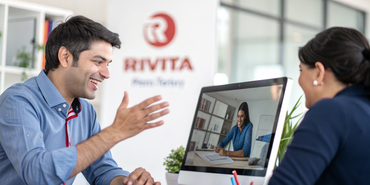 Seamless Sourcing with Rivta Factory A friendly project manager from Rivta Factory assisting a client over a video call