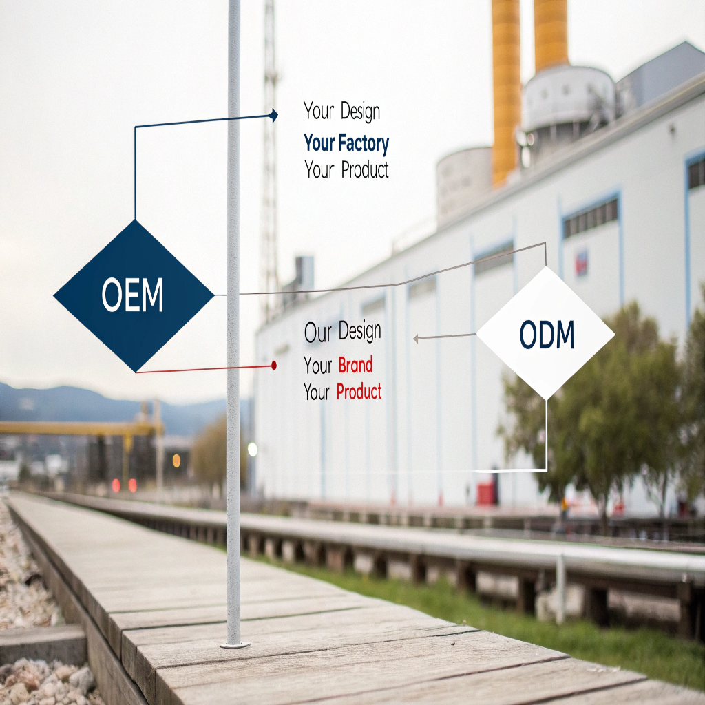 Explaining OEM and ODM Workflows A simple diagram illustrating the OEM workflow (Your Design -> Our Factory -> Your Product) versus the ODM workflow (Our Design -> Your Brand -> Your Product).